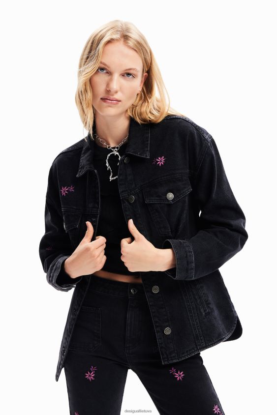 Desigual moterys gėlėta džinsinė sunkvežimio striukė apranga S606BV278