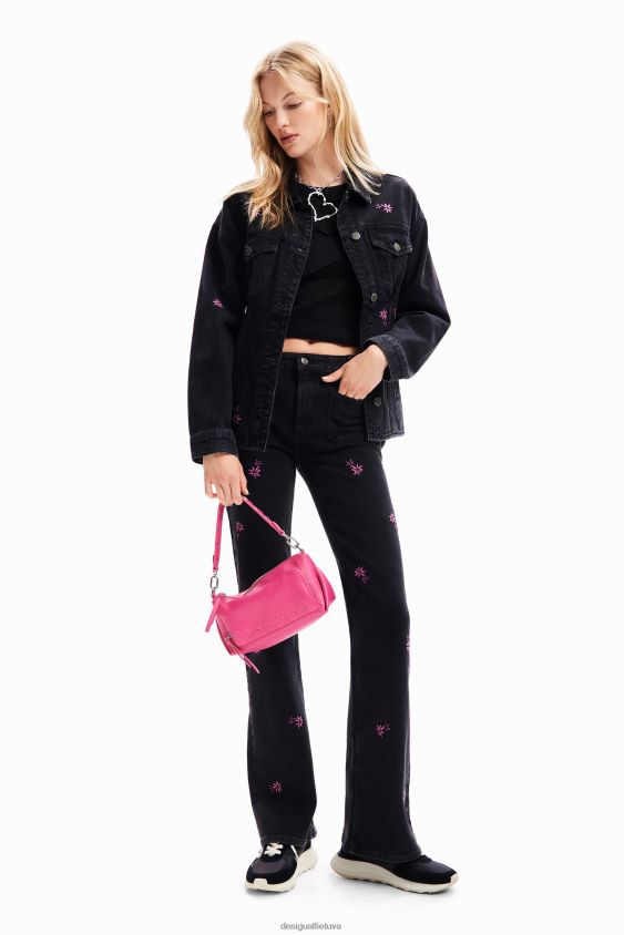 Desigual moterys gėlėta džinsinė sunkvežimio striukė apranga S606BV278