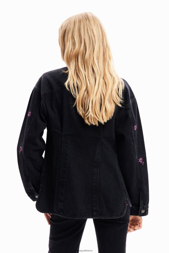 Desigual moterys gėlėta džinsinė sunkvežimio striukė apranga S606BV278
