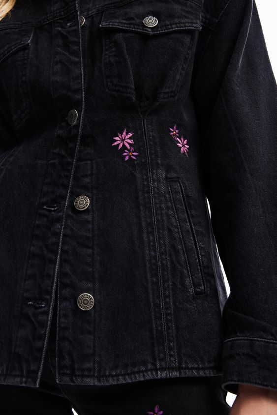 Desigual moterys gėlėta džinsinė sunkvežimio striukė apranga S606BV278