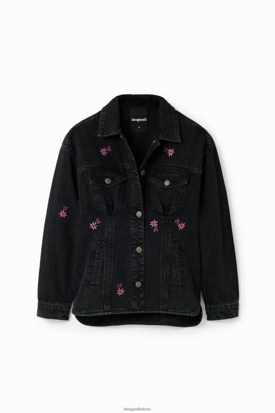 Desigual moterys gėlėta džinsinė sunkvežimio striukė apranga S606BV278