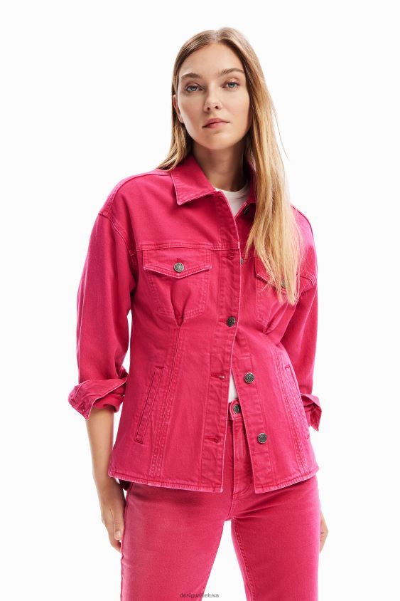 Desigual moterys klostuota džinsinė sunkvežimio striukė apranga S606BV90