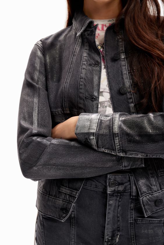 Desigual moterys metalinė džinsinė sunkvežimio striukė apranga S606BV897