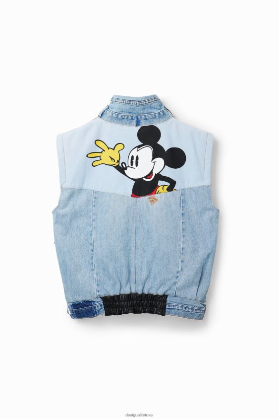 Desigual moterys mickey mouse icon džinsinė liemenė - juoda apranga S606BV976