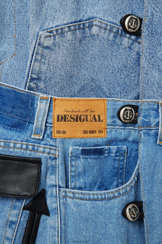 Desigual moterys mickey mouse icon džinsinė liemenė - juoda apranga S606BV976