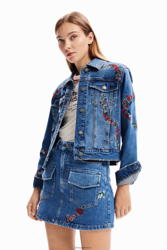 Desigual moterys siuvinėta džinsinė sunkvežimio striukė apranga S606BV211
