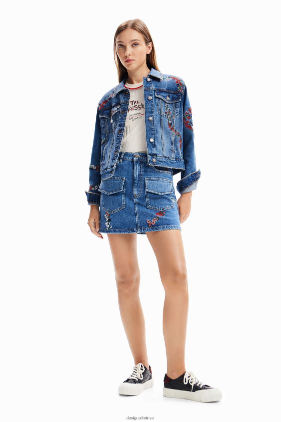 Desigual moterys siuvinėta džinsinė sunkvežimio striukė apranga S606BV211