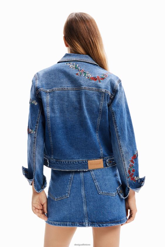 Desigual moterys siuvinėta džinsinė sunkvežimio striukė apranga S606BV211