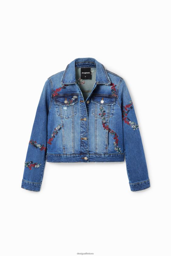 Desigual moterys siuvinėta džinsinė sunkvežimio striukė apranga S606BV211