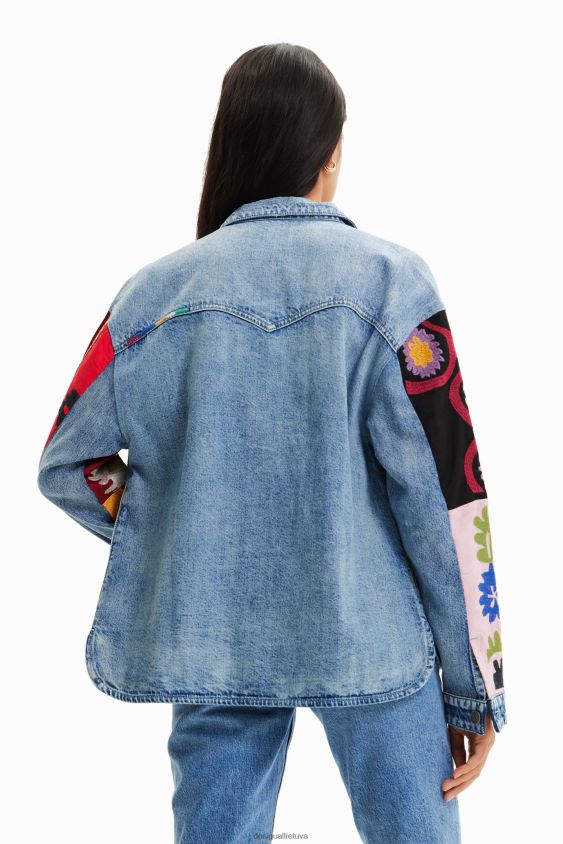 Desigual moterys siuvinėti džinsiniai trucker marškinėliai apranga S606BV928