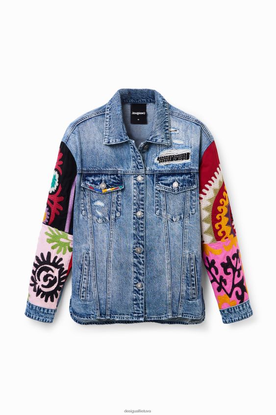 Desigual moterys siuvinėti džinsiniai trucker marškinėliai apranga S606BV928