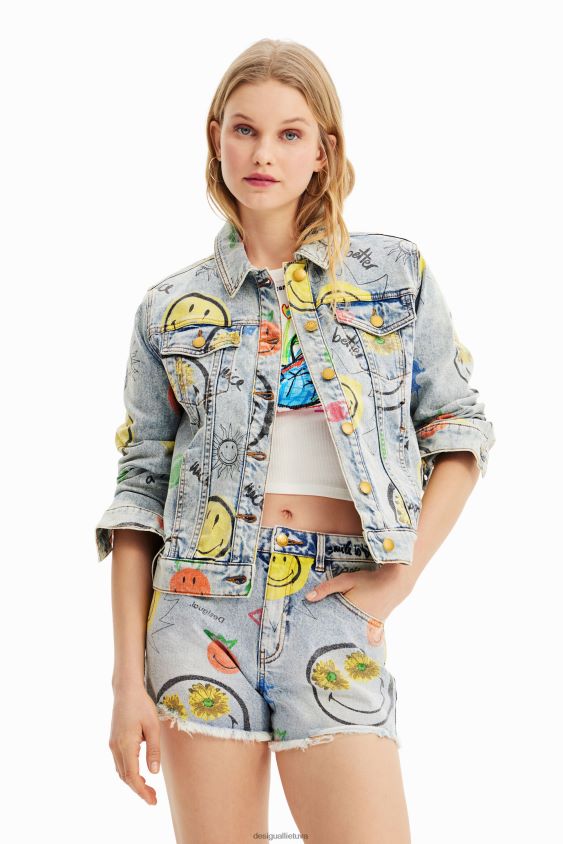 Desigual moterys smiley oversize džinsinė striukė apranga S606BV927