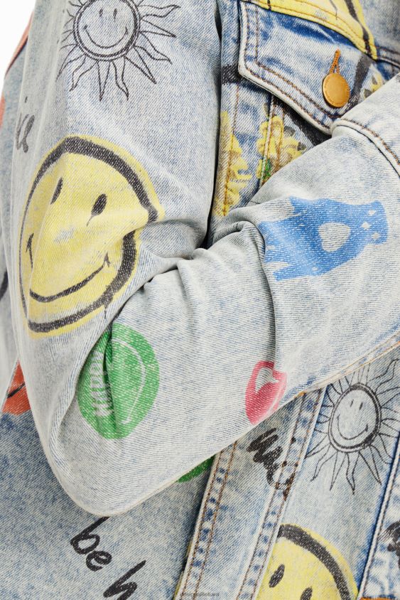 Desigual moterys smiley oversize džinsinė striukė apranga S606BV927