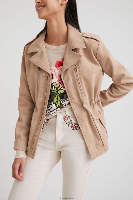 Desigual moterys tiesaus kirpimo švarkas su kišenėmis apranga S606BV1076