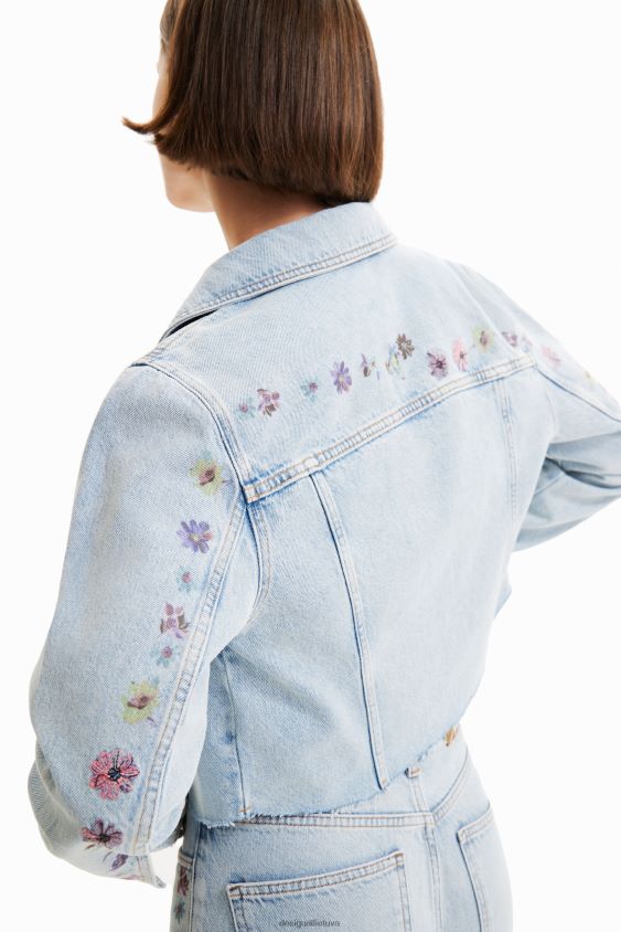 Desigual moterys trumpas gėlėtas džinsinis švarkas apranga S606BV835