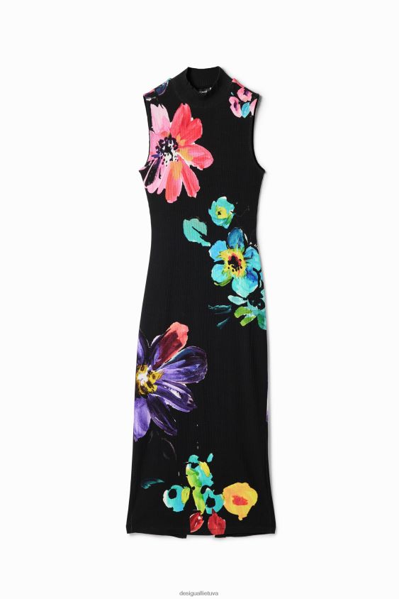 Desigual moterys Gėlėta briaunuota midi suknelė apranga S606BV958