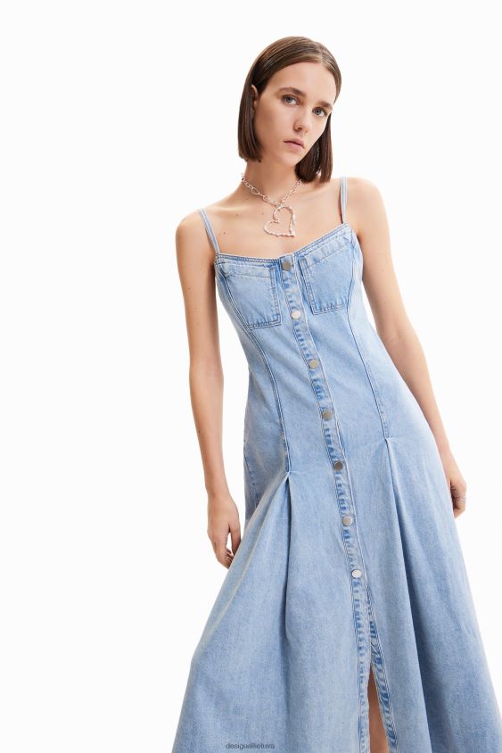 Desigual moterys Maitrepierre plona džinsinė midi suknelė apranga S606BV965