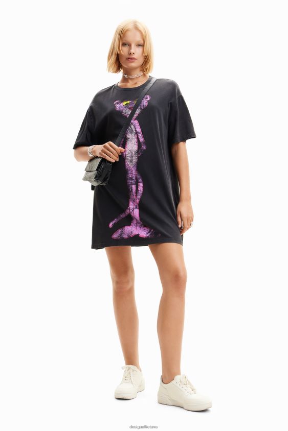 Desigual moterys Oversize rožinė pantera marškinėlių suknelė apranga S606BV127