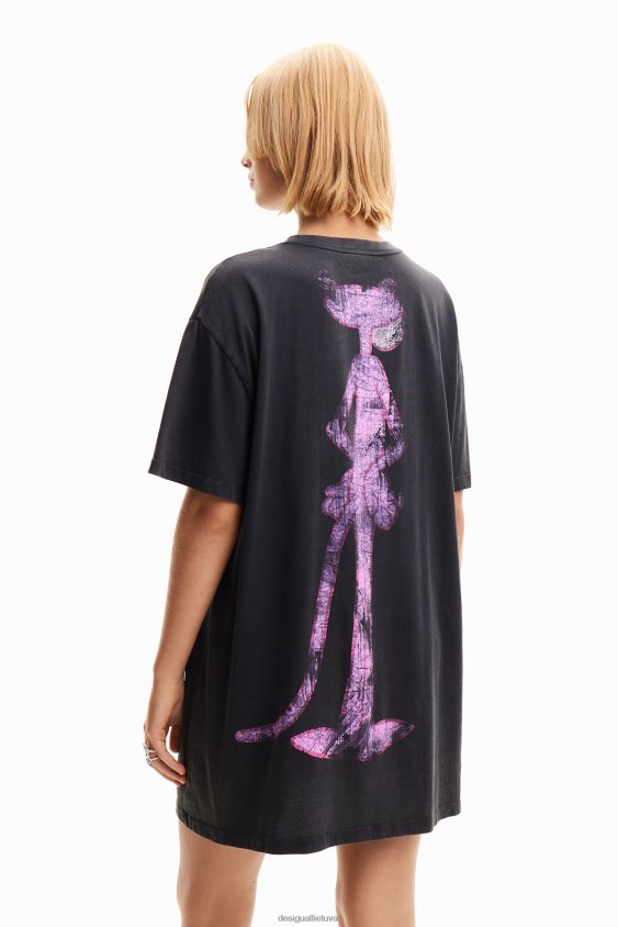 Desigual moterys Oversize rožinė pantera marškinėlių suknelė apranga S606BV127
