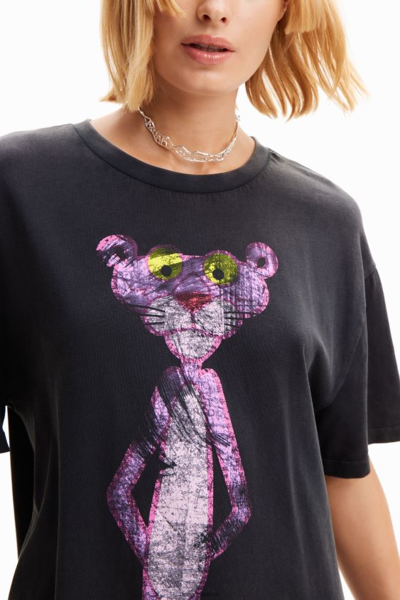 Desigual moterys Oversize rožinė pantera marškinėlių suknelė apranga S606BV127