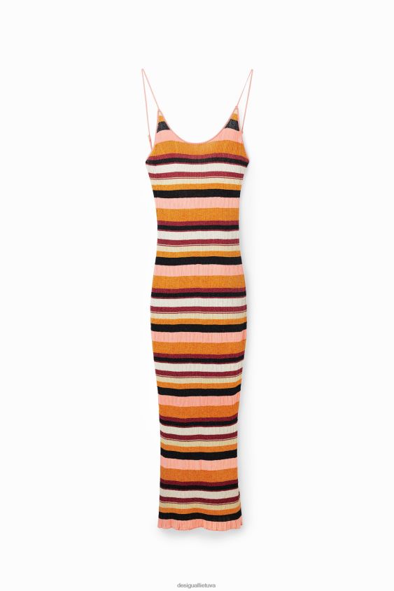 Desigual moterys dryžuota rievėta midi suknelė apranga S606BV891