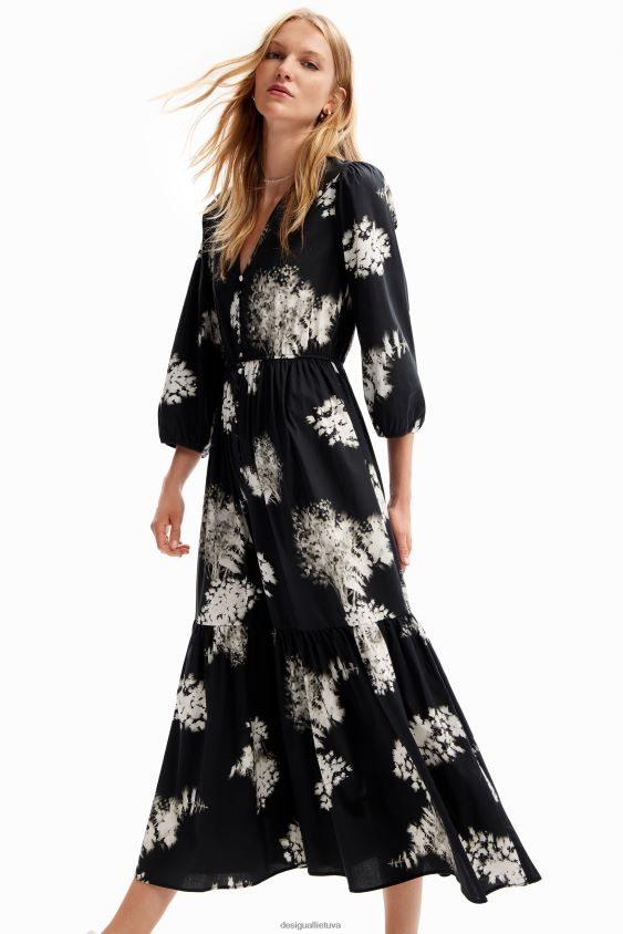 Desigual moterys gėlėta midi marškinėlių suknelė apranga S606BV139