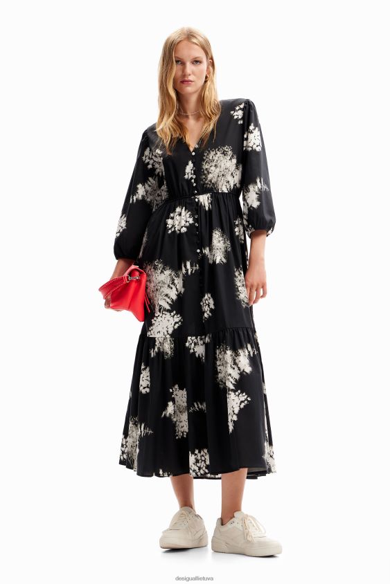 Desigual moterys gėlėta midi marškinėlių suknelė apranga S606BV139