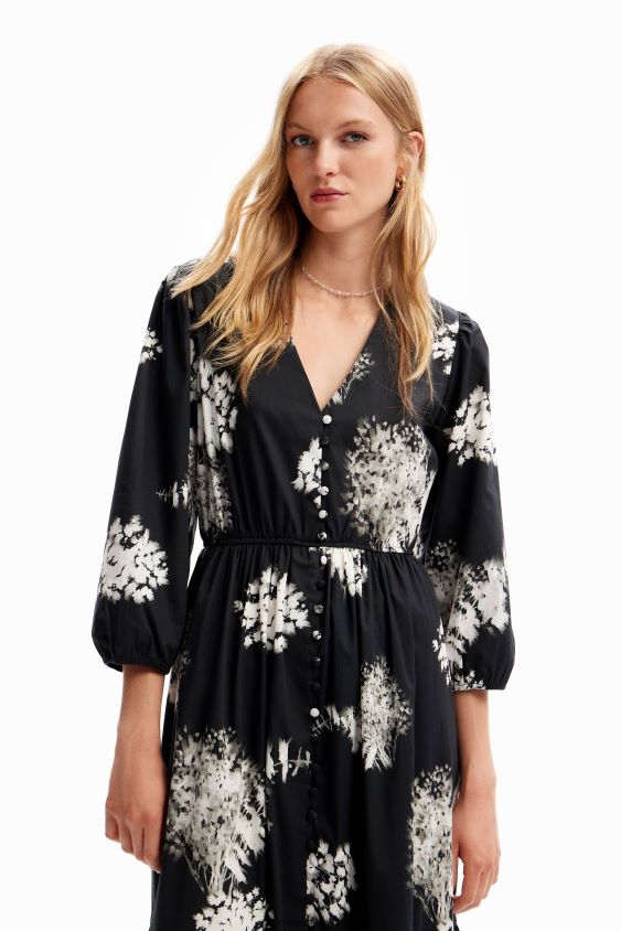 Desigual moterys gėlėta midi marškinėlių suknelė apranga S606BV139