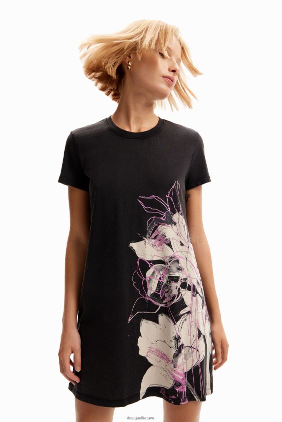 Desigual moterys gėlėta mini marškinėlių suknelė apranga S606BV824