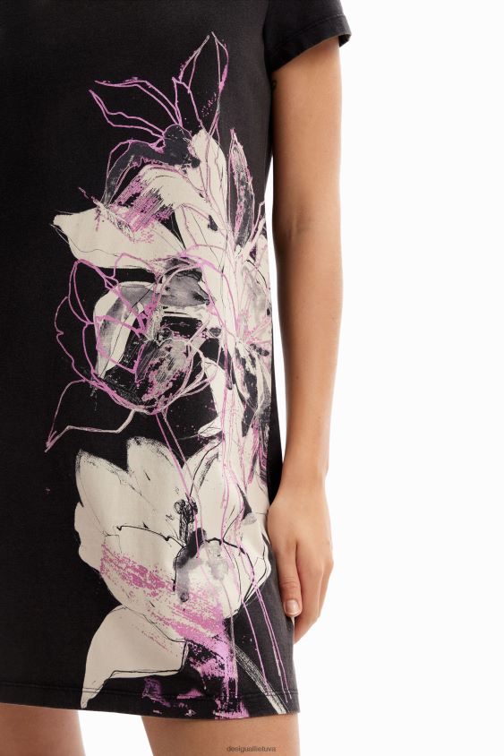 Desigual moterys gėlėta mini marškinėlių suknelė apranga S606BV824