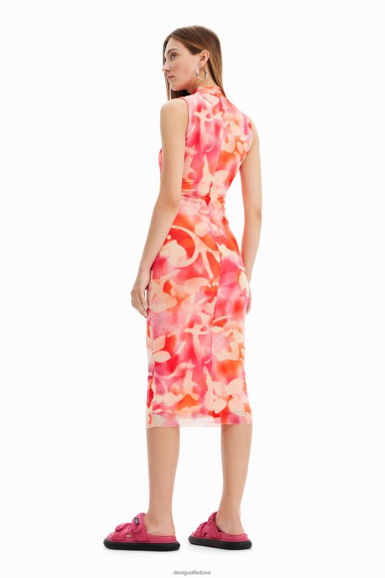 Desigual moterys gėlėta tiulio midi suknelė apranga S606BV287