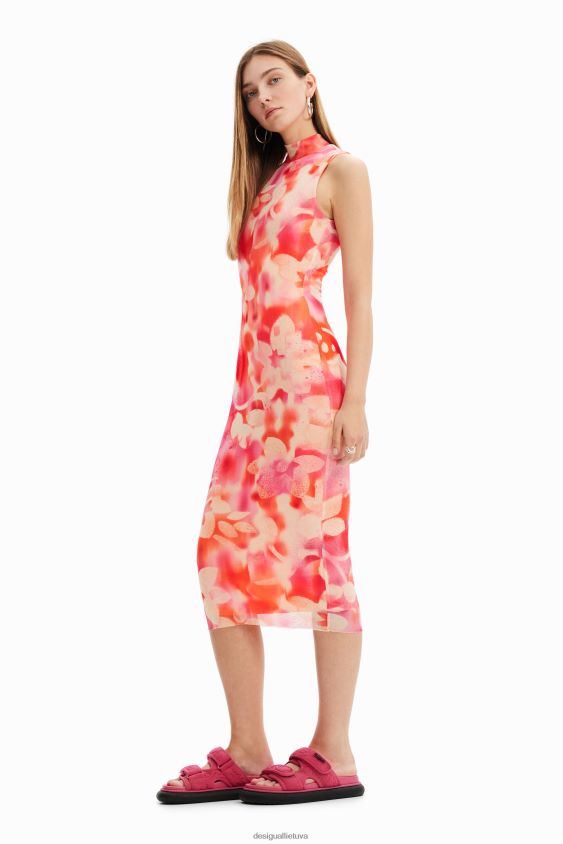 Desigual moterys gėlėta tiulio midi suknelė apranga S606BV287