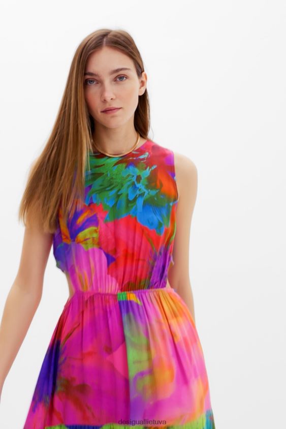 Desigual moterys ilga gėlėmis iškirpta suknelė apranga S606BV403