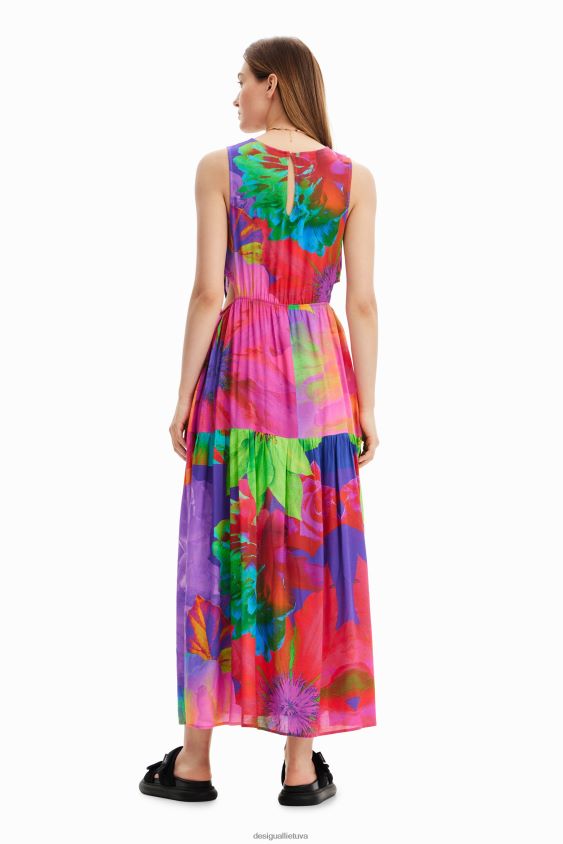 Desigual moterys ilga gėlėmis iškirpta suknelė apranga S606BV403