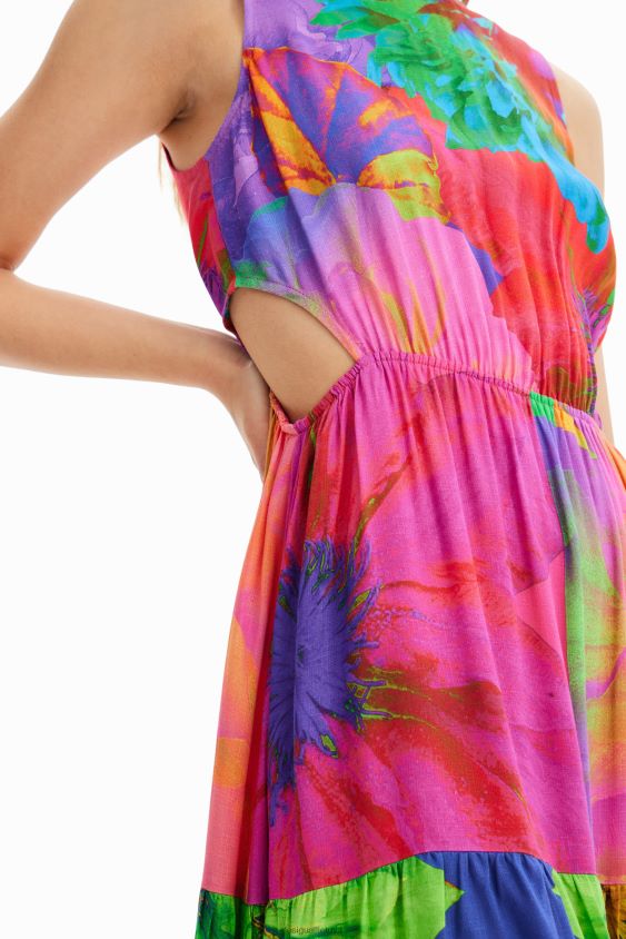 Desigual moterys ilga gėlėmis iškirpta suknelė apranga S606BV403