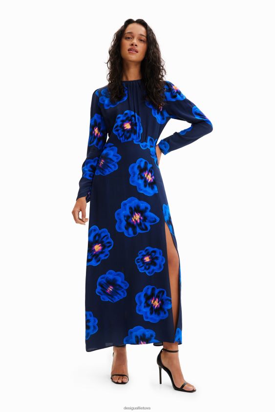 Desigual moterys ilga gėlėta suknelė su skeltuku apranga S606BV957