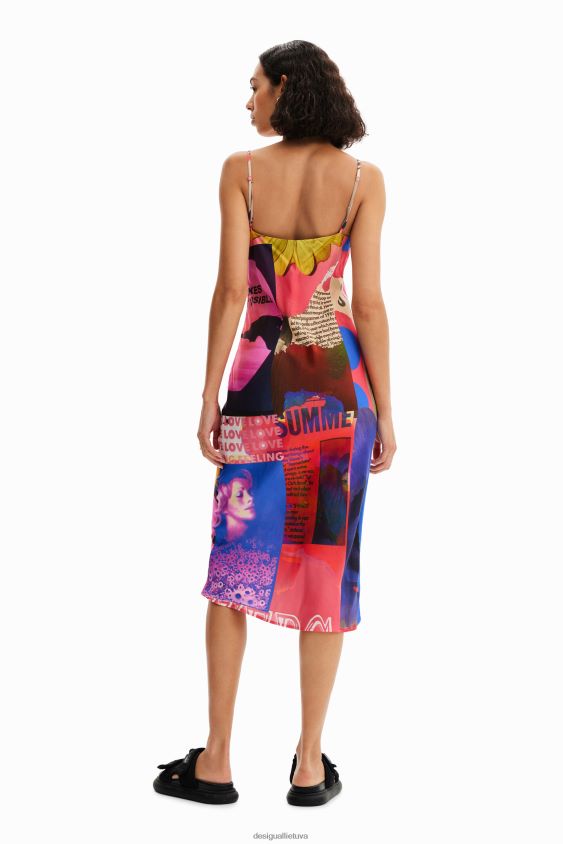Desigual moterys koliažinio apatinio trikotažo midi suknelė apranga S606BV54
