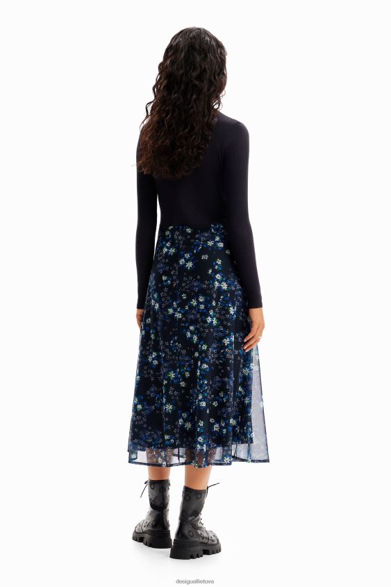 Desigual moterys kombinuota gėlėta midi suknelė apranga S606BV271