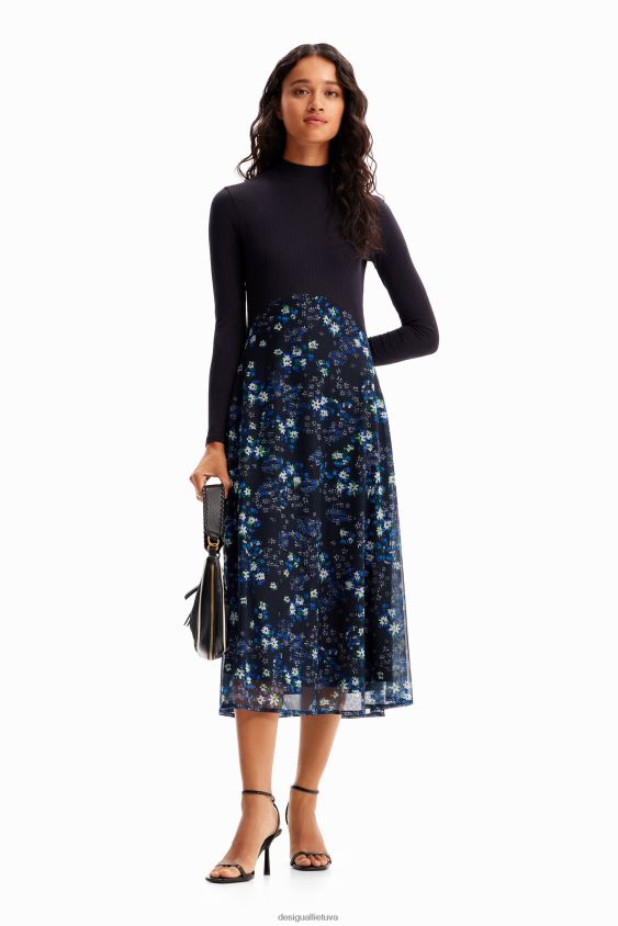 Desigual moterys kombinuota gėlėta midi suknelė apranga S606BV271