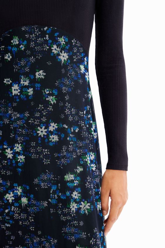 Desigual moterys kombinuota gėlėta midi suknelė apranga S606BV271