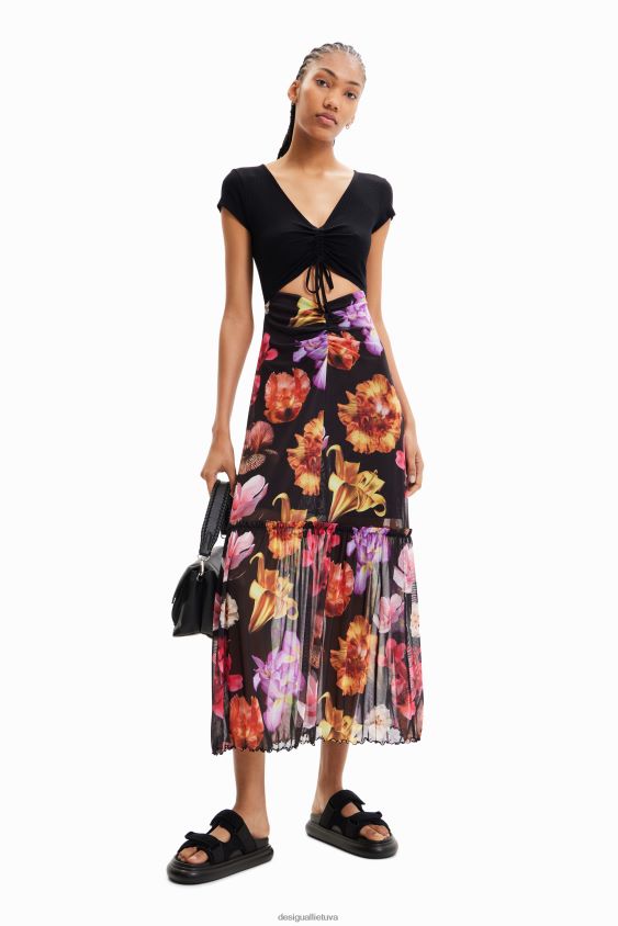 Desigual moterys m. christian Lacroix derinio gėlėta ilga suknelė apranga S606BV356