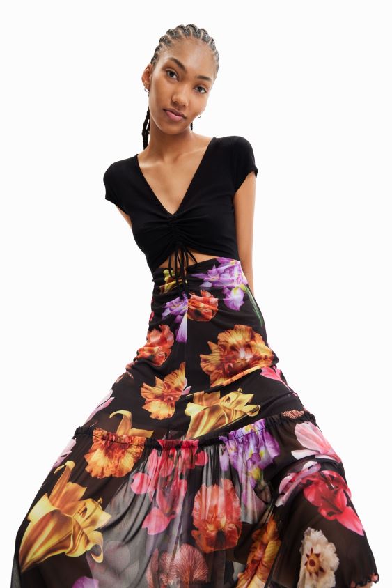 Desigual moterys m. christian Lacroix derinio gėlėta ilga suknelė apranga S606BV356
