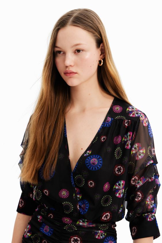 Desigual moterys m. christian Lacroix drapiruota trumpa suknelė apranga S606BV430