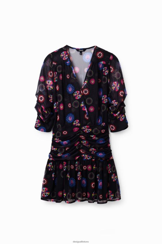 Desigual moterys m. christian Lacroix drapiruota trumpa suknelė apranga S606BV430