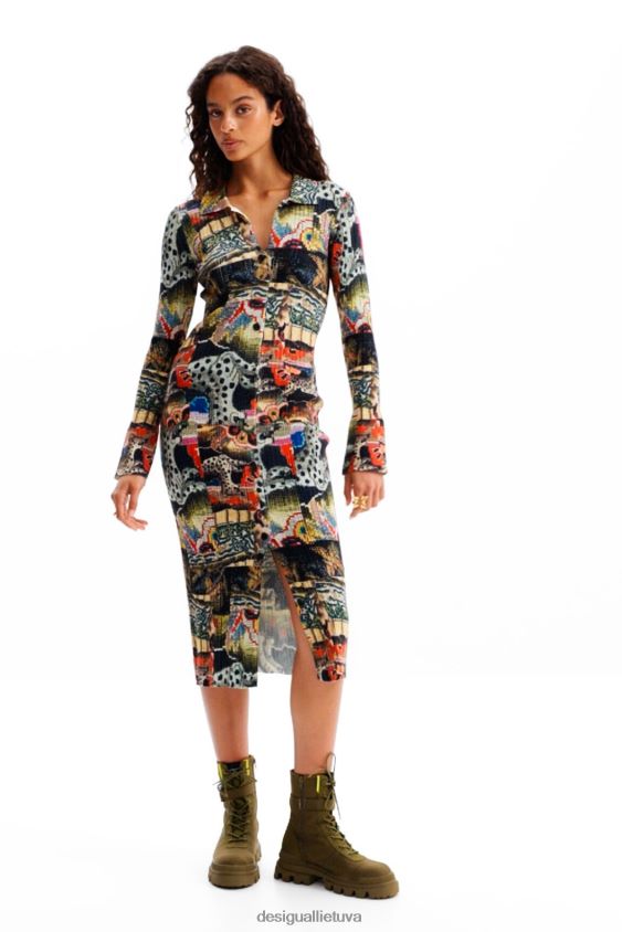 Desigual moterys m. christian Lacroix gobeleno midi suknelė apranga S606BV272