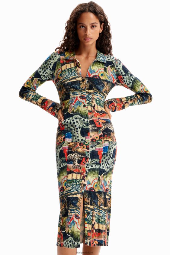 Desigual moterys m. christian Lacroix gobeleno midi suknelė apranga S606BV272