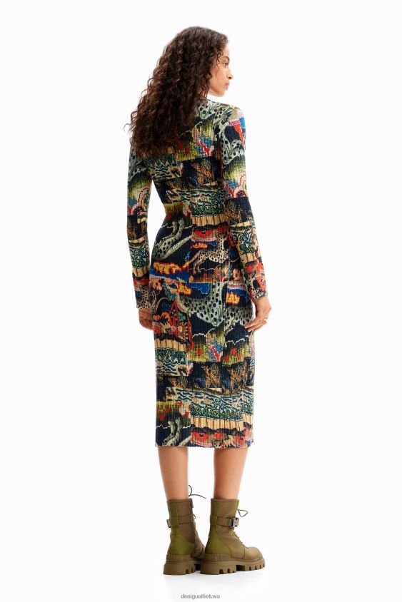 Desigual moterys m. christian Lacroix gobeleno midi suknelė apranga S606BV272