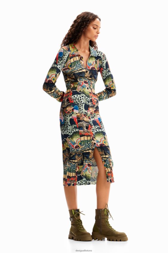 Desigual moterys m. christian Lacroix gobeleno midi suknelė apranga S606BV272