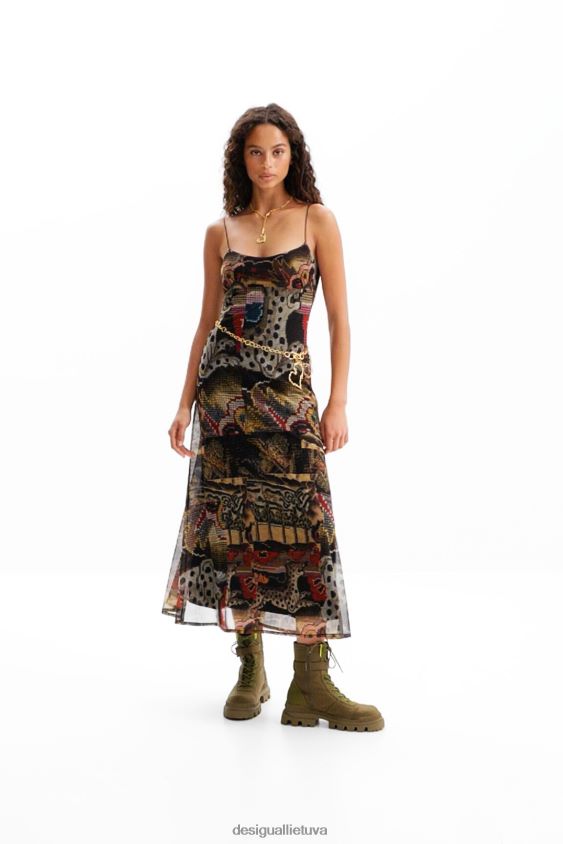 Desigual moterys m. christian Lacroix gobeleno midi suknelė apranga S606BV91