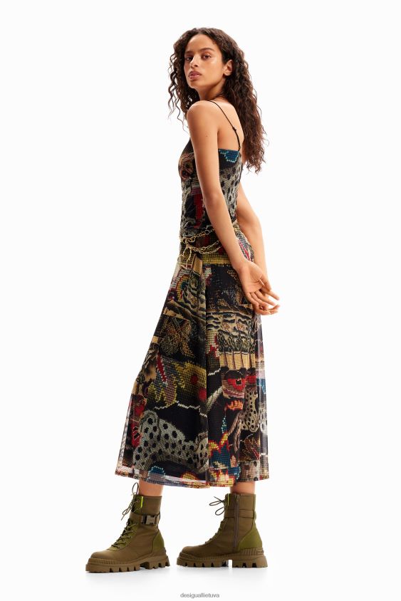 Desigual moterys m. christian Lacroix gobeleno midi suknelė apranga S606BV91